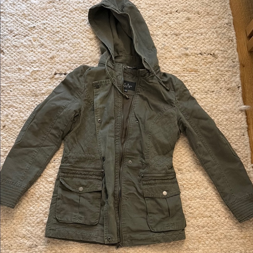 Coalition LA Olive Green Utility Jacket with Removable Hood